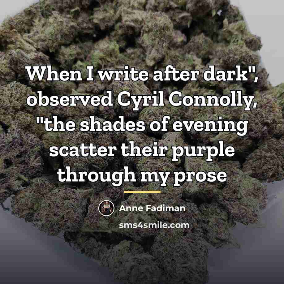 “When I write after dark", observed Cyril Connolly, "the shades…” quote by Anne Fadiman