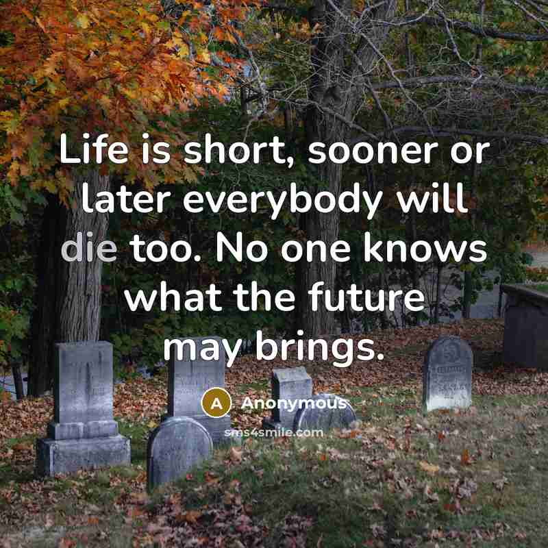 “Life is short, sooner or later everybody will die too.…” quote by Anonymous