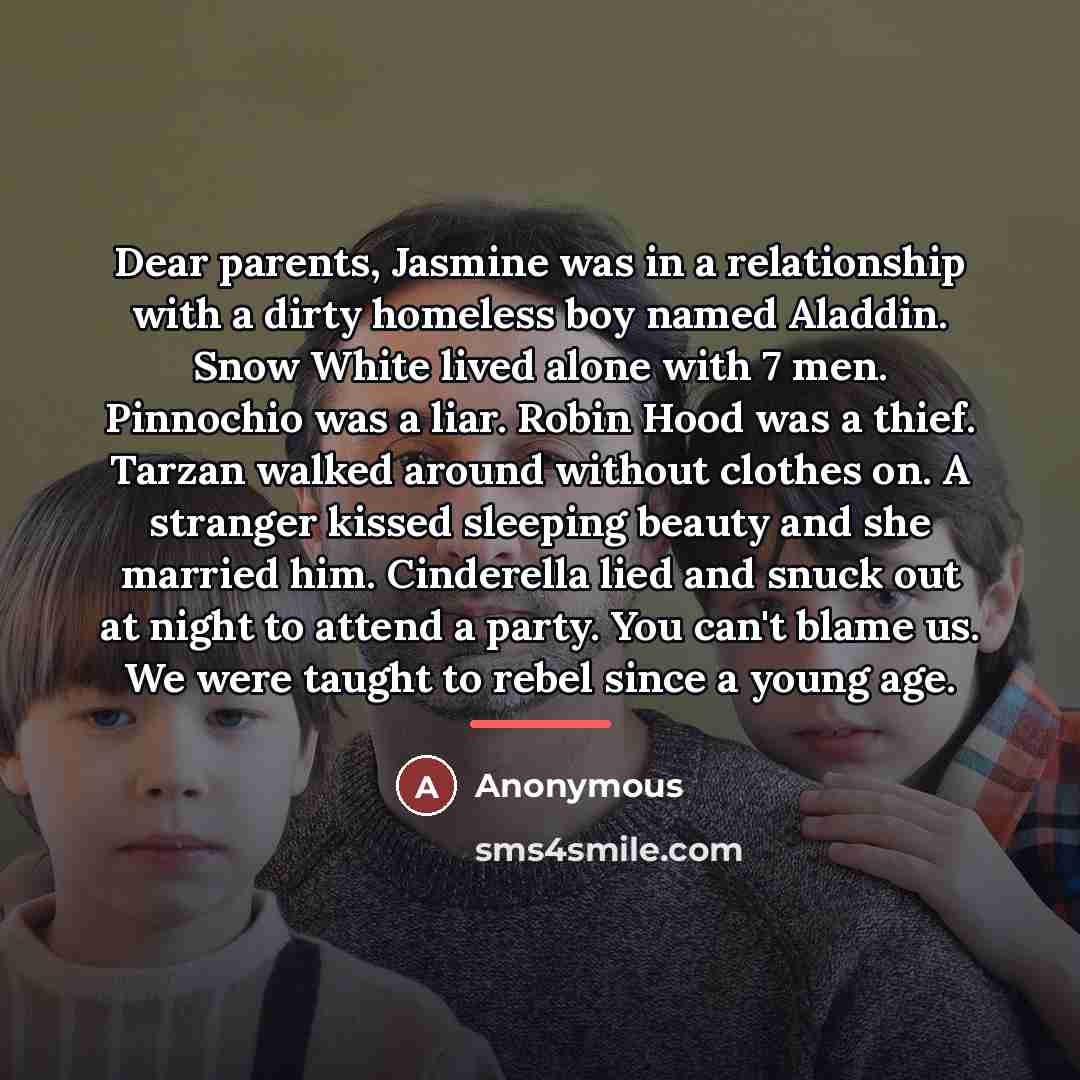 “Dear parents, Jasmine was in a relationship with a dirty…” quote by Anonymous