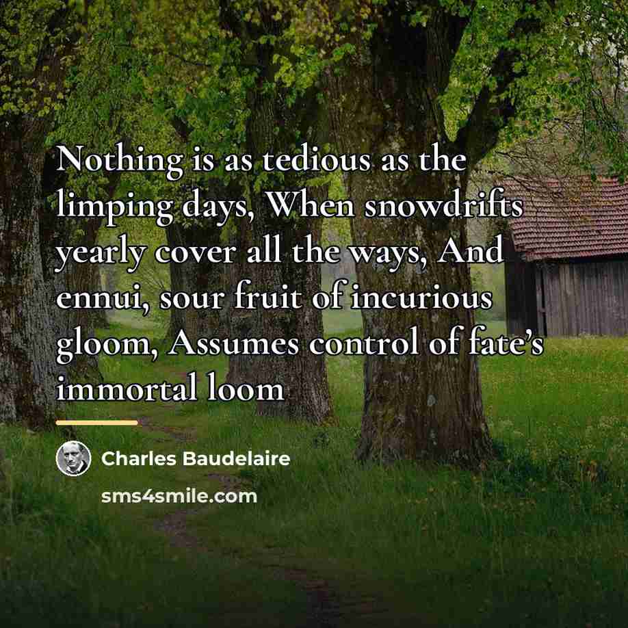 “Nothing is as tedious as the limping days, When snowdrifts…” quote by Charles Baudelaire