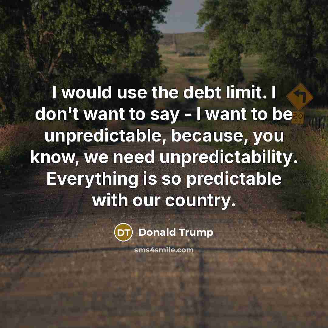 “I would use the debt limit. I don't want to…” quote by Donald Trump