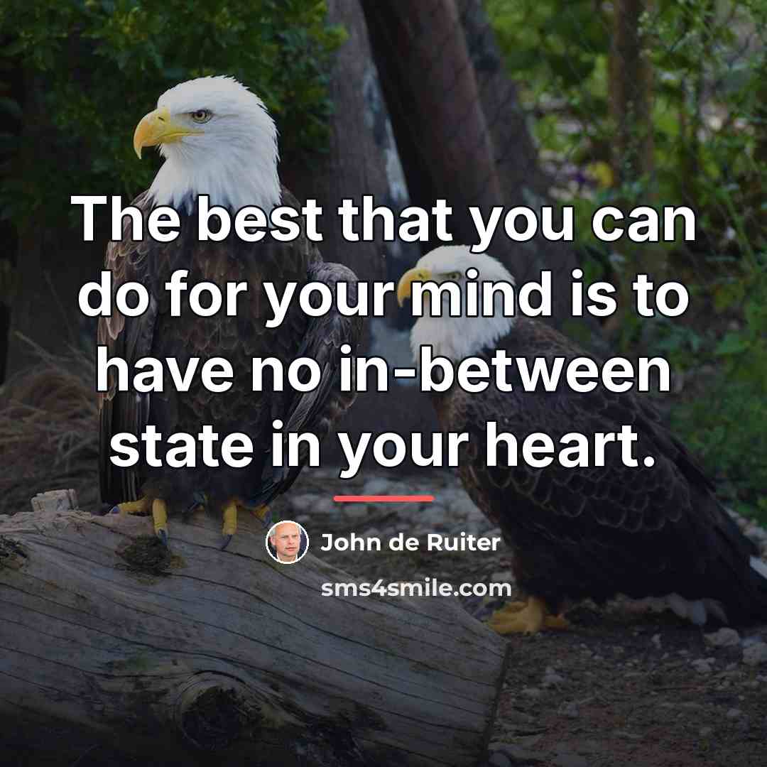 “The best that you can do for your mind is…” quote by John de Ruiter
