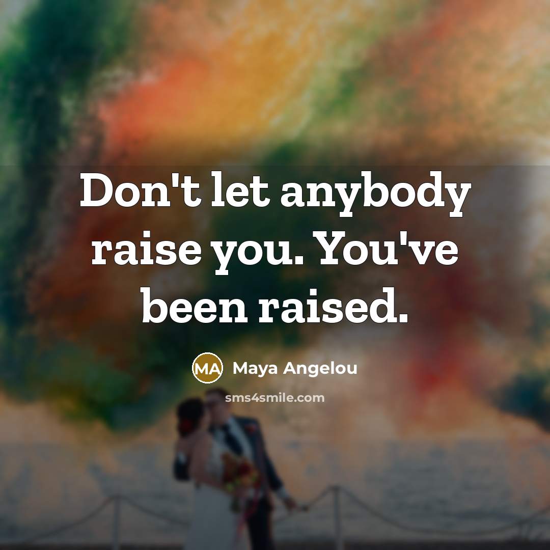 “Don't let anybody raise you. You've been raised.…” quote by Maya Angelou