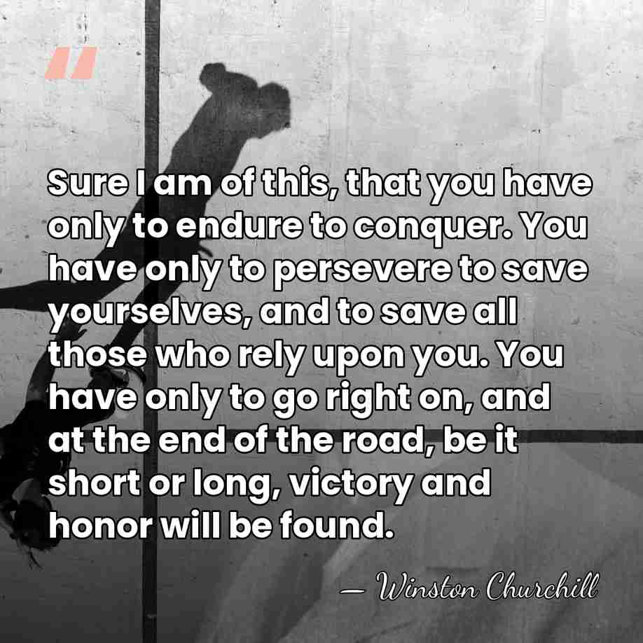 Sure I am of this, that you have only to endure to&hellip; - Winston Churchill