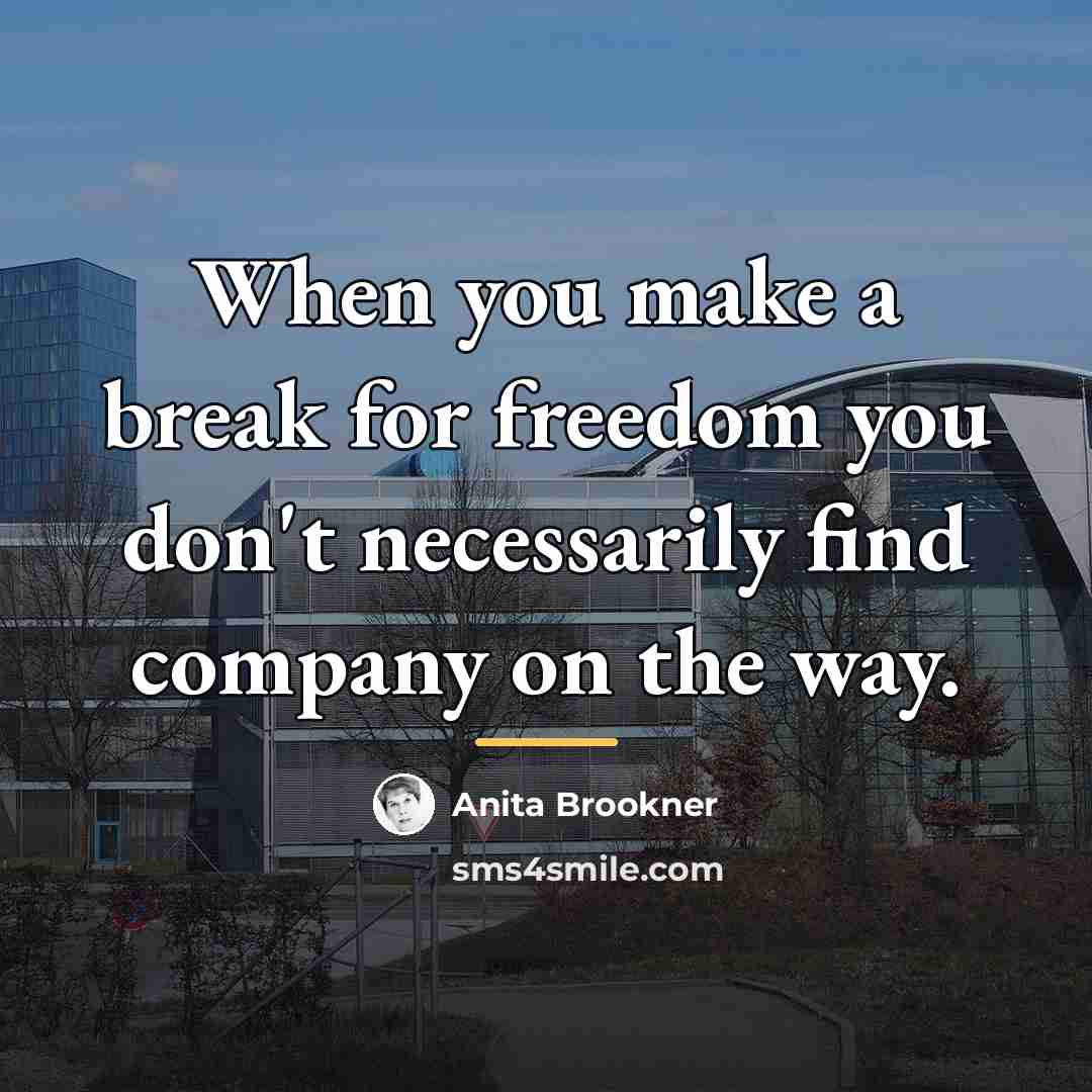 “When you make a break for freedom you don't necessarily…” quote by Anita Brookner