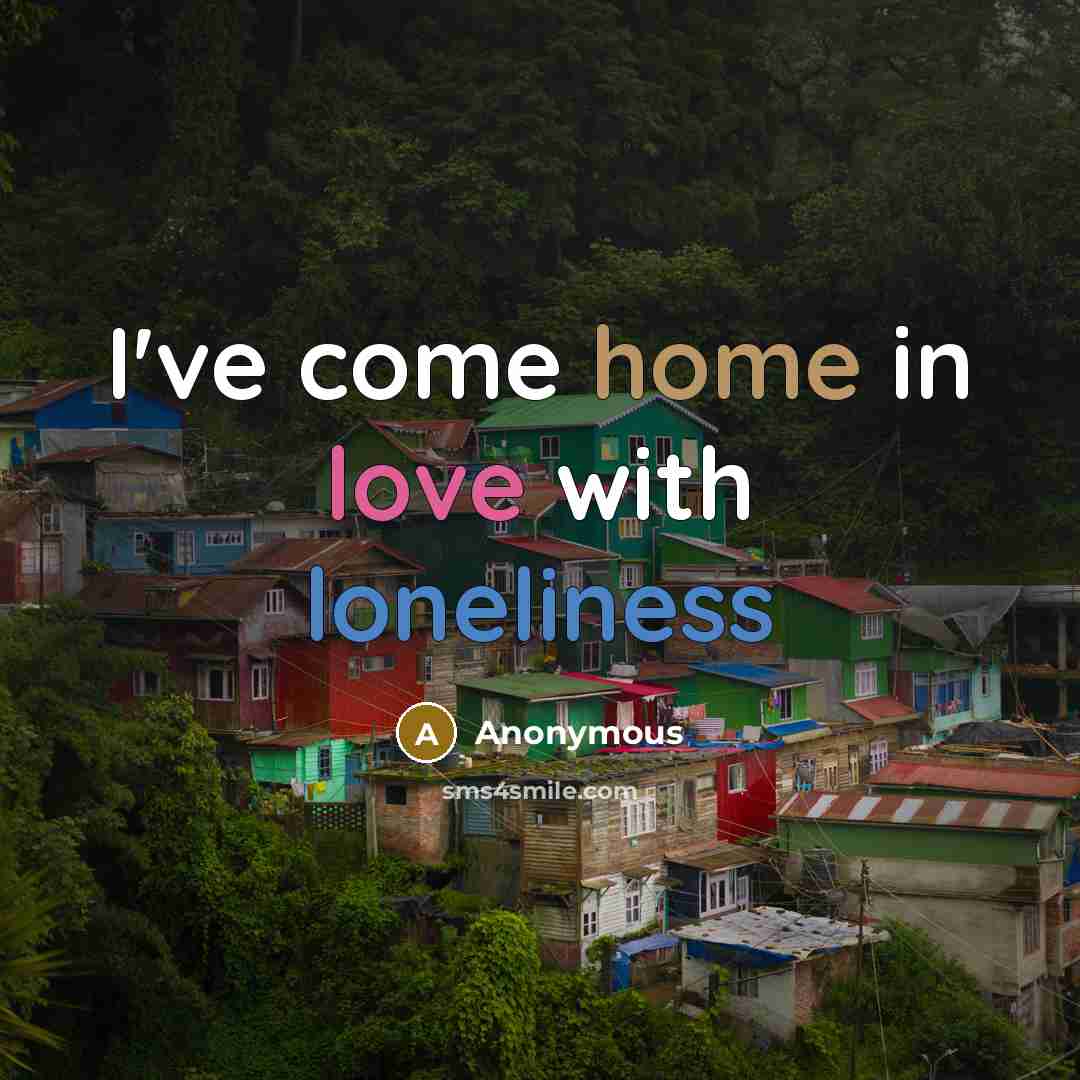 “I've come home in love with loneliness” quote by Anonymous
