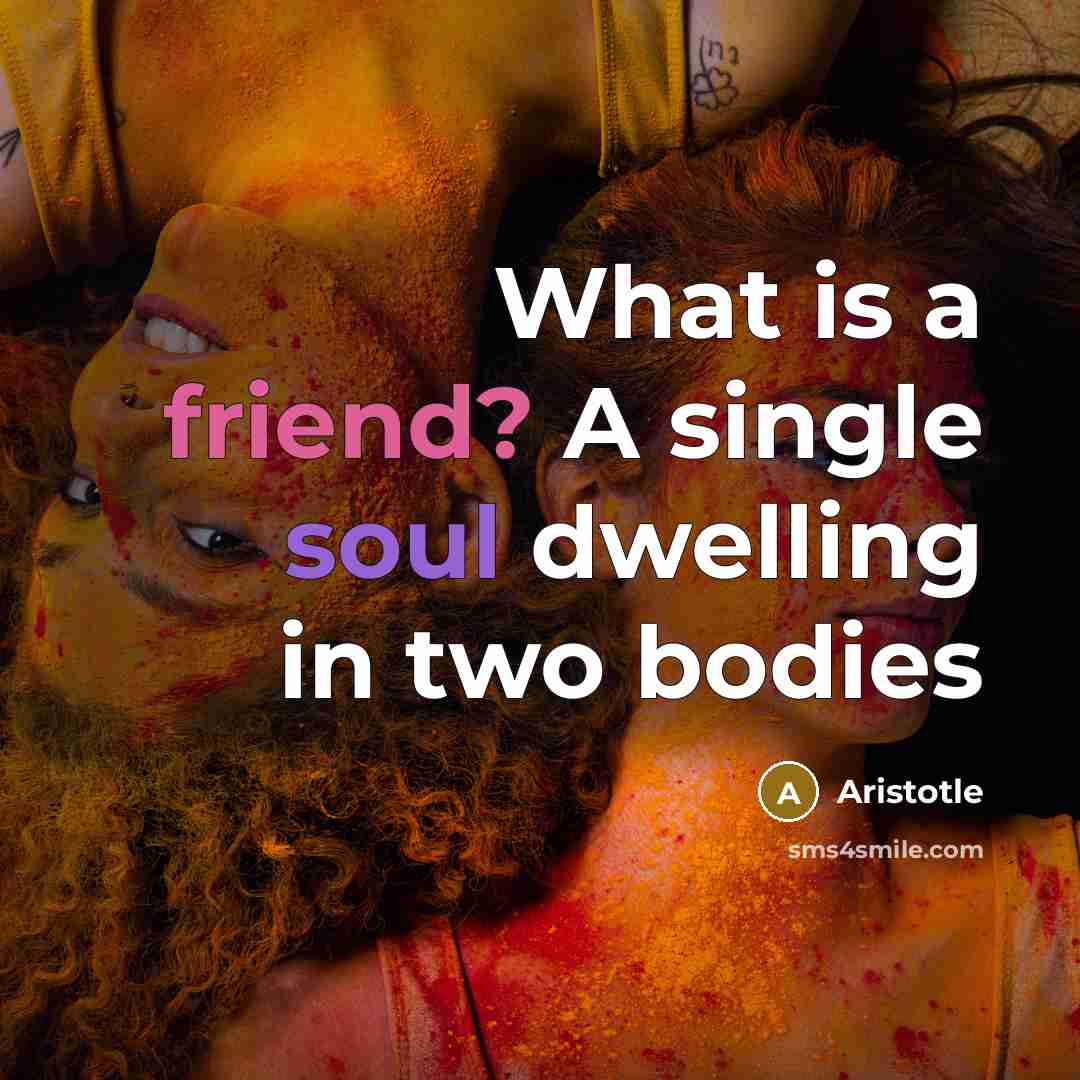 “What is a friend? A single soul dwelling in two…” quote by Aristotle