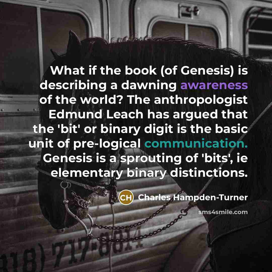 “What if the book (of Genesis) is describing a dawning…” quote by Charles Hampden-Turner