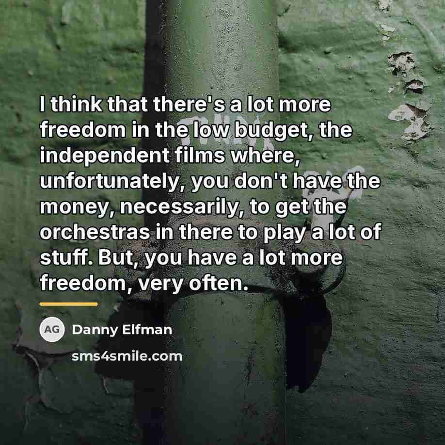 “I think that there's a lot more freedom in the…” quote by Danny Elfman