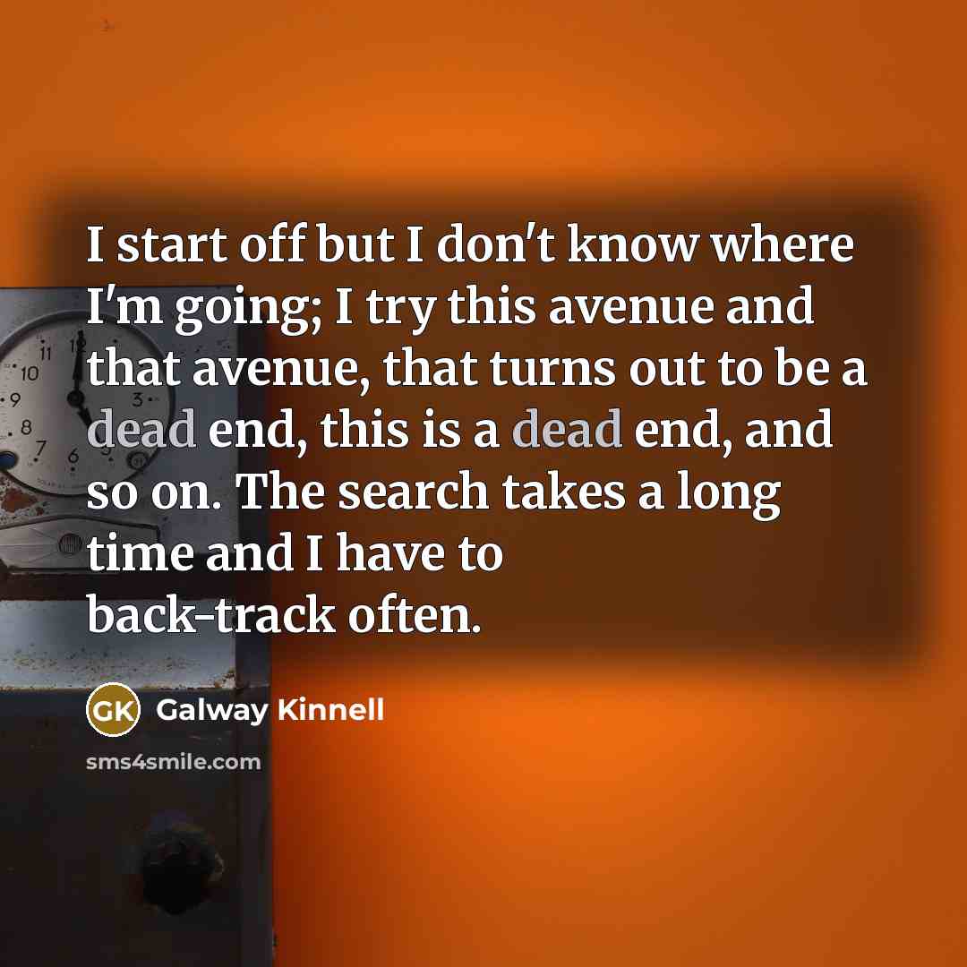 “I start off but I don't know where I'm going;…” quote by Galway Kinnell