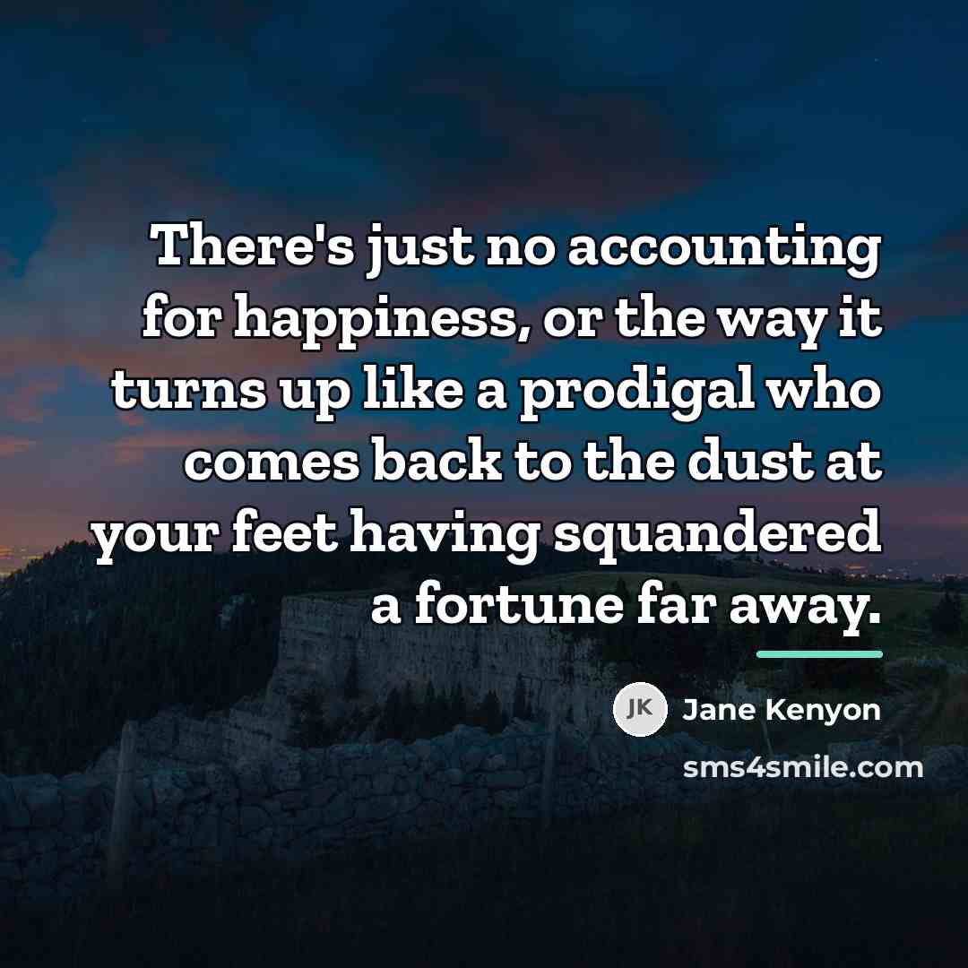 “There's just no accounting for happiness, or the way it…” quote by Jane Kenyon