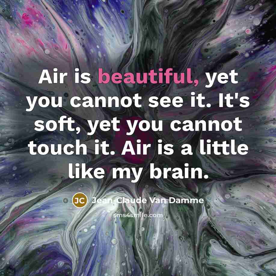 “Air is beautiful, yet you cannot see it. It's soft,…” quote by Jean-Claude Van Damme