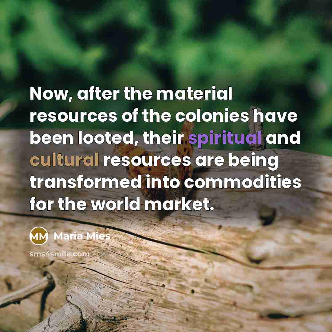 “Now, after the material resources of the colonies have been…” quote by Maria Mies