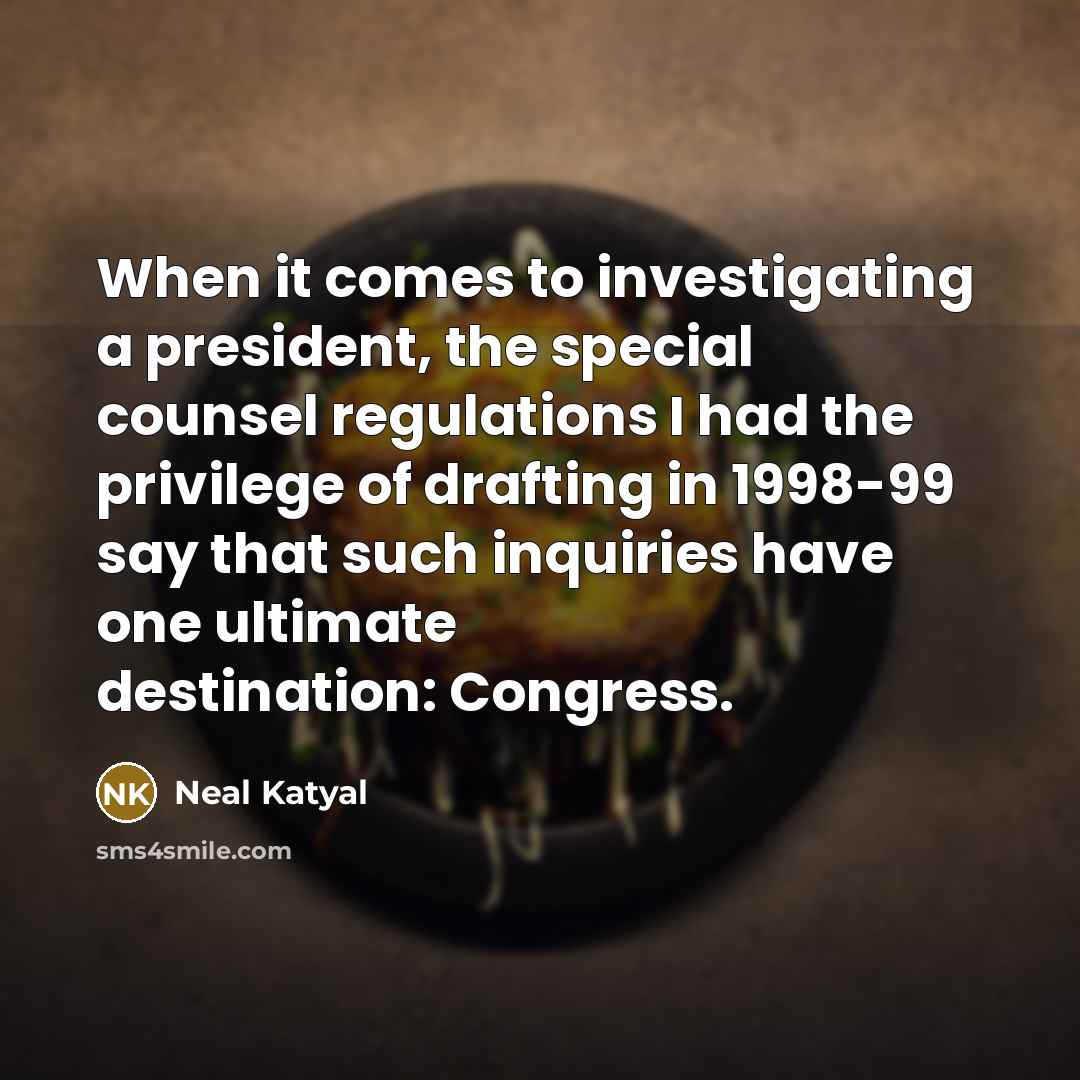 “When it comes to investigating a president, the special counsel…” quote by Neal Katyal