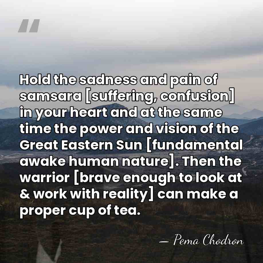 Hold the sadness and pain of samsara [suffering, confusion] in your heart&hellip; - Pema Chodron