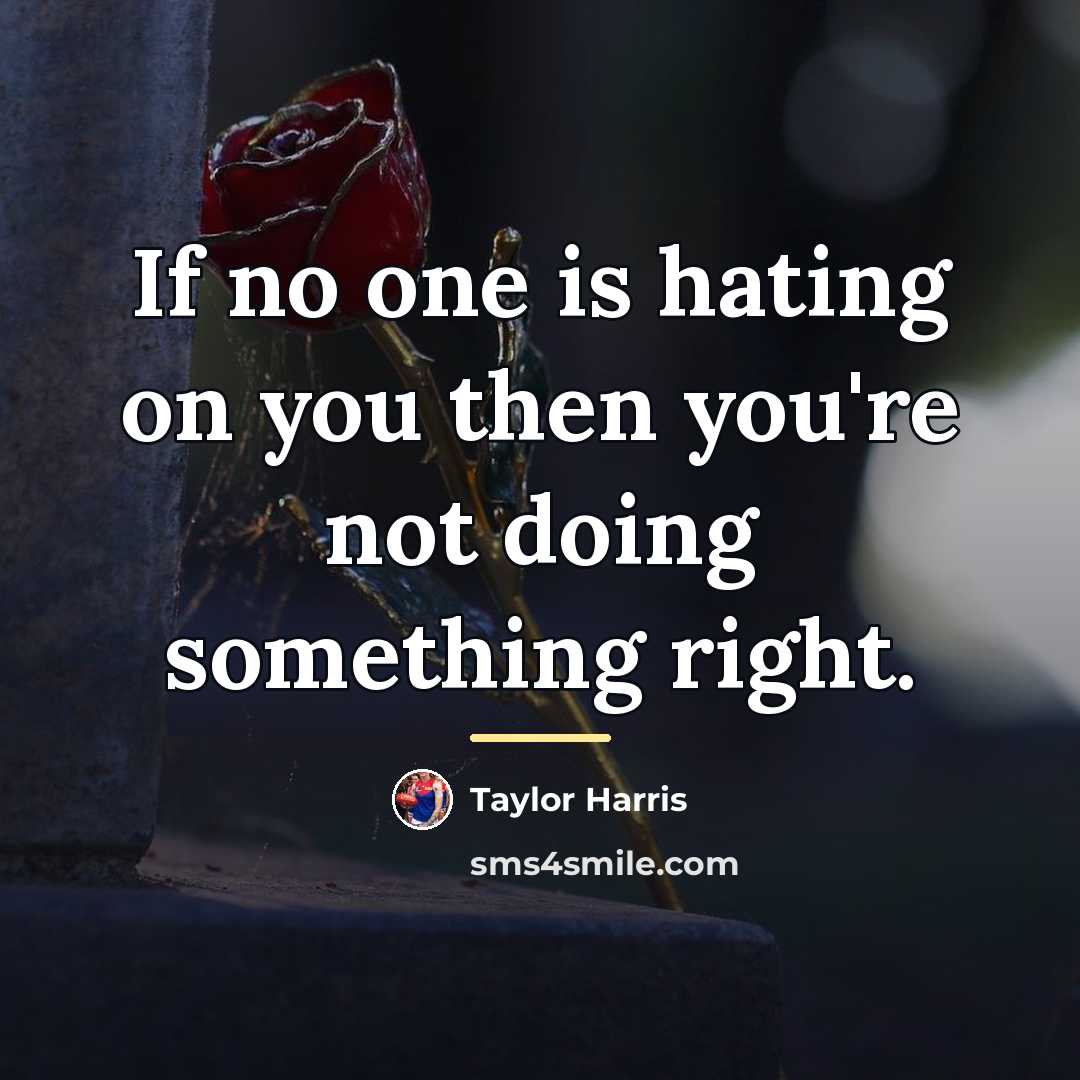 “If no one is hating on you then you're not…” quote by Taylor Harris