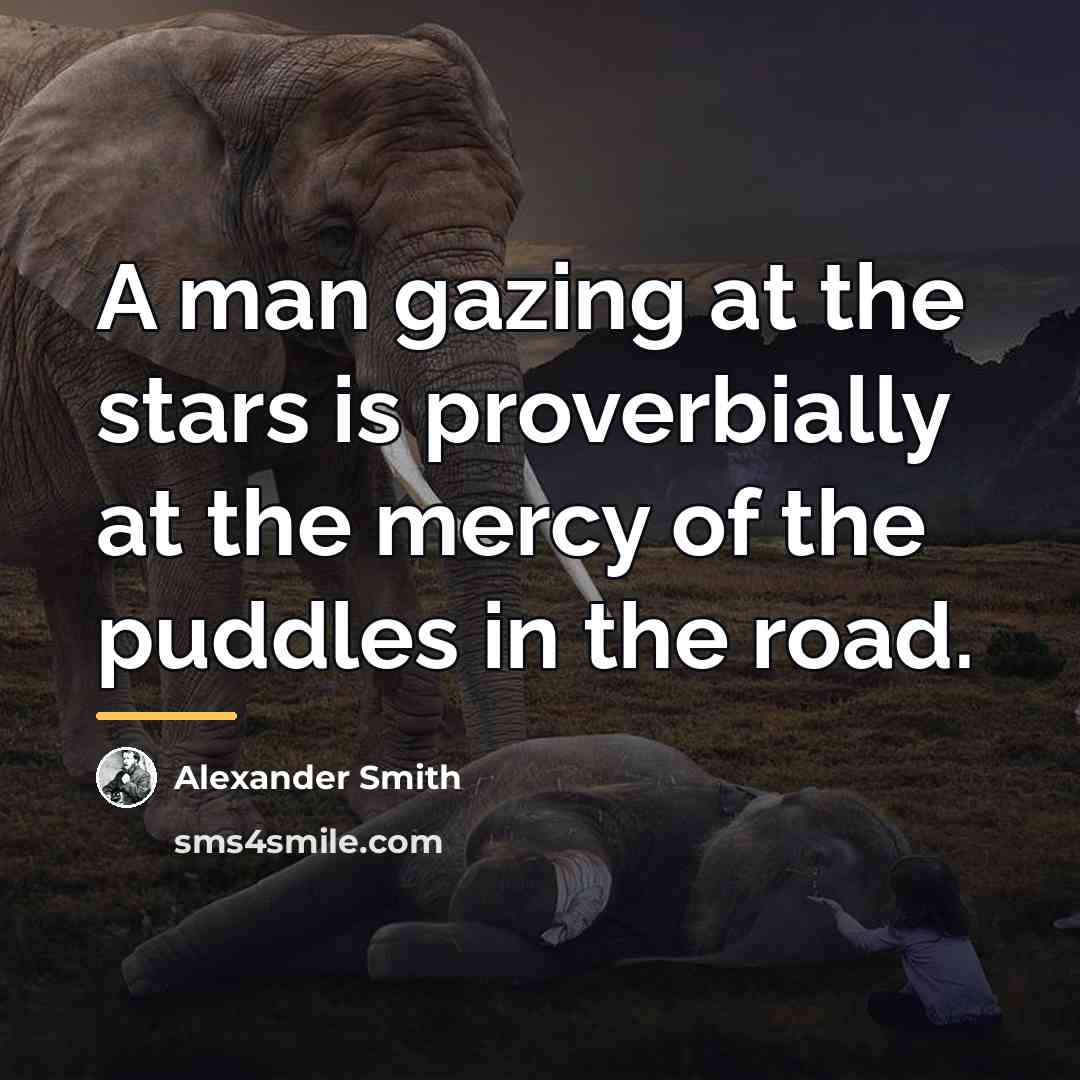 “A man gazing at the stars is proverbially at the…” quote by Alexander Smith