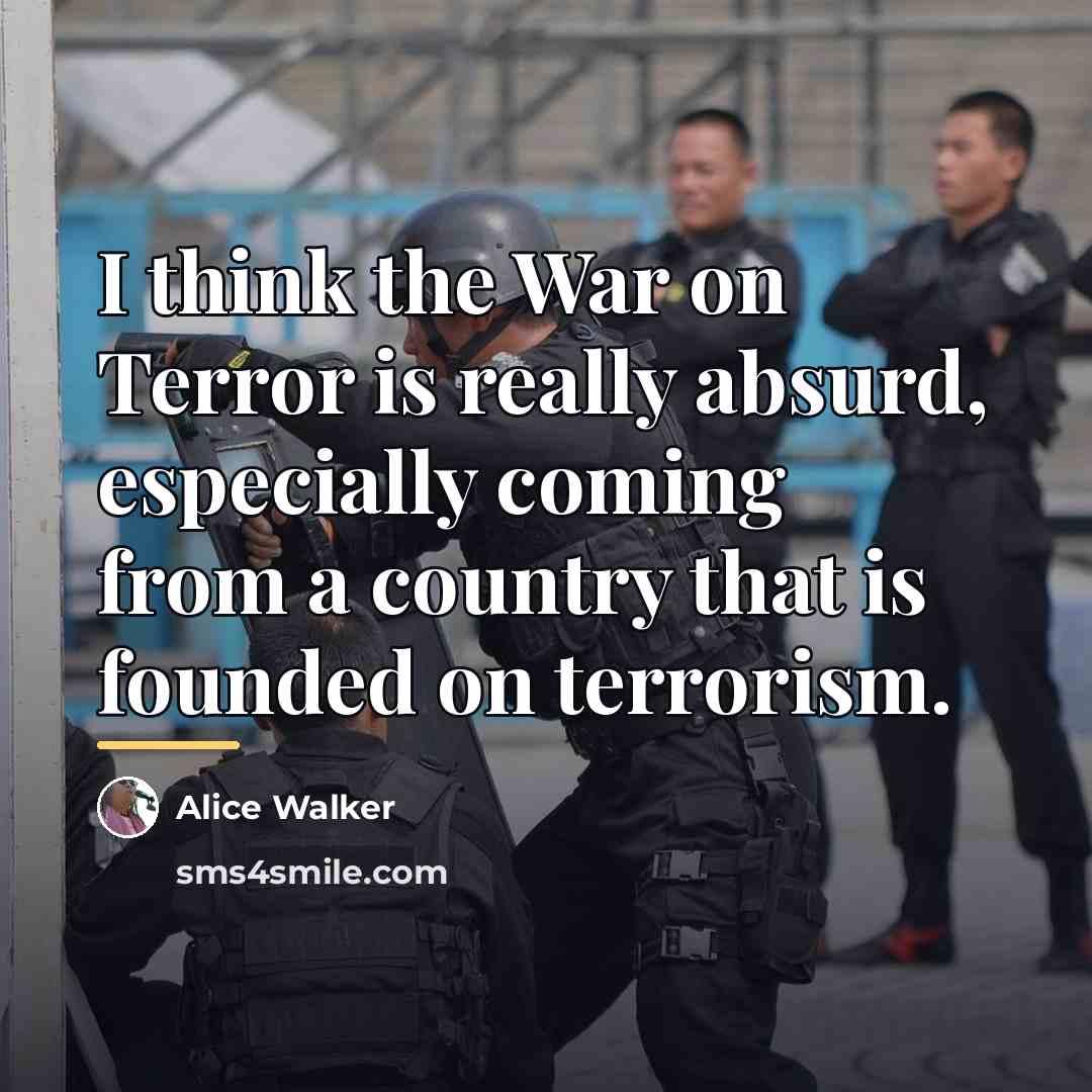 “I think the War on Terror is really absurd, especially…” quote by Alice Walker