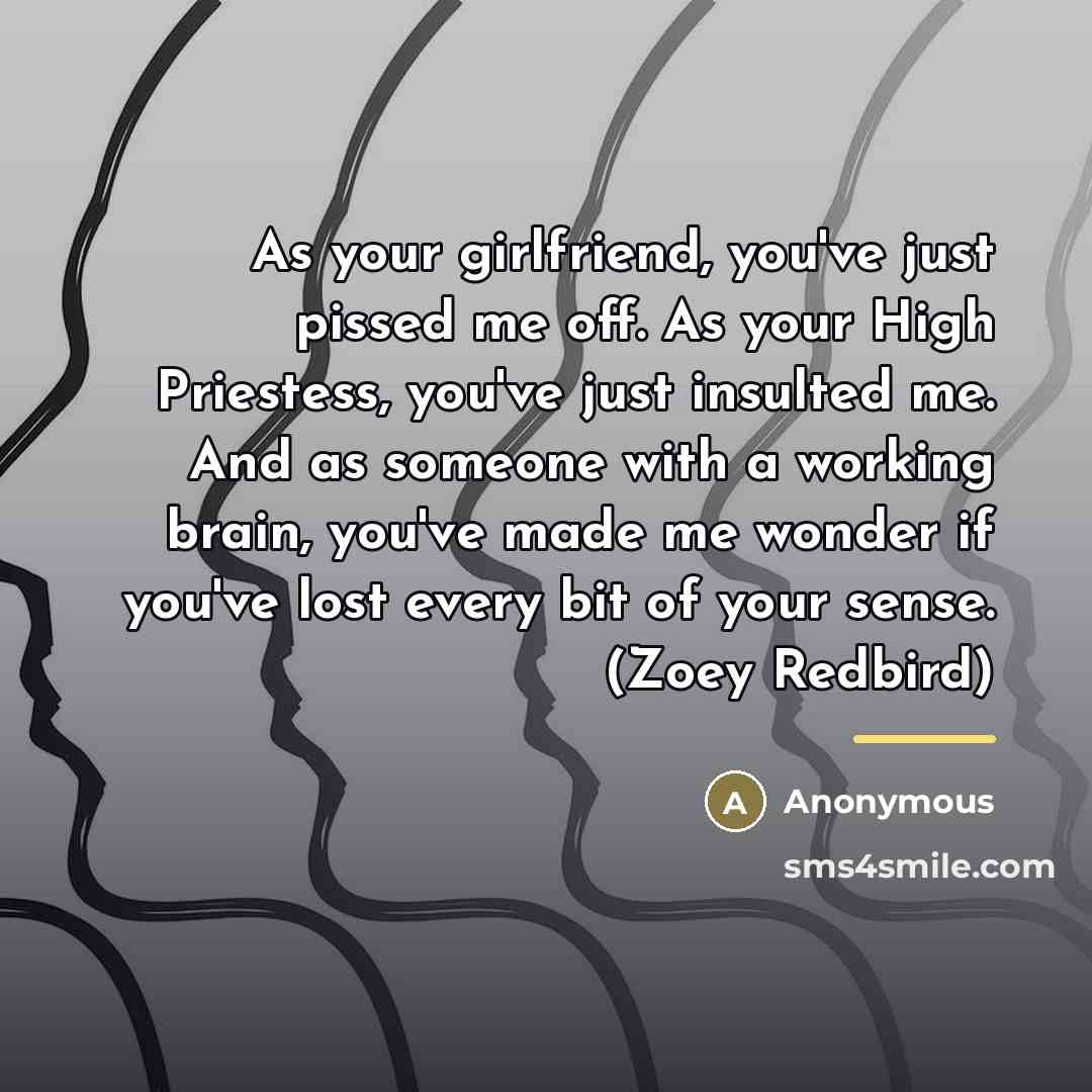 “As your girlfriend, you've just pissed me off. As your…” quote by Anonymous