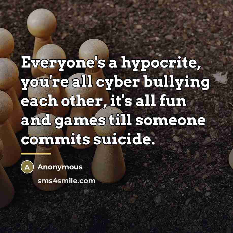 “Everyone's a hypocrite, you're all cyber bullying each other, it's…” quote by Anonymous