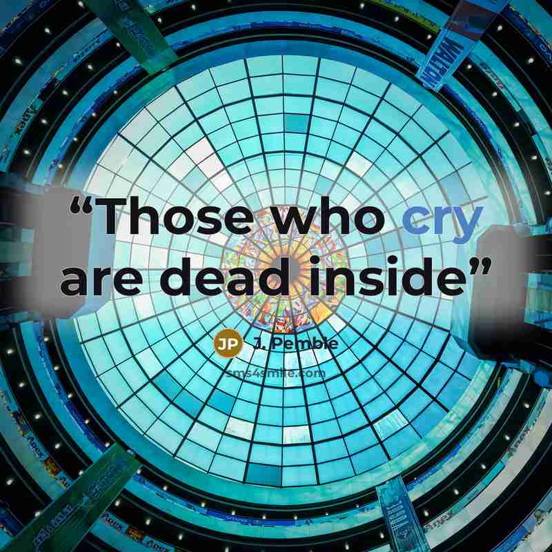 “Those who cry are dead inside” quote by J. Pemble