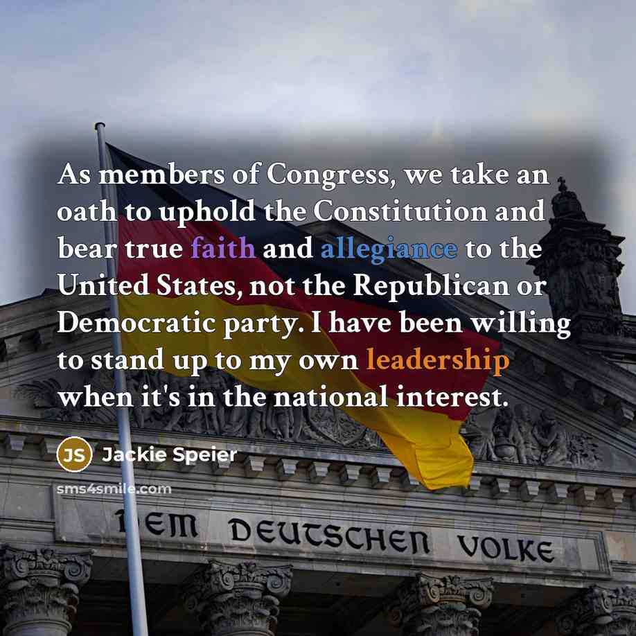 “As members of Congress, we take an oath to uphold…” quote by Jackie Speier
