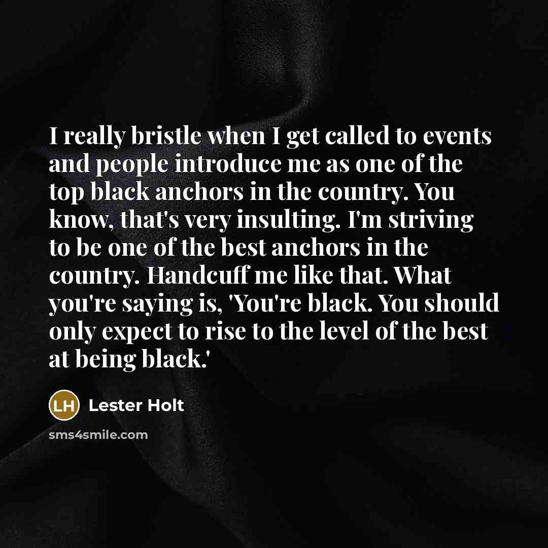 “I really bristle when I get called to events and…” quote by Lester Holt