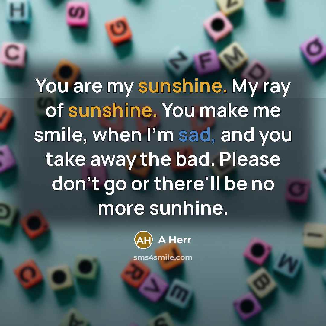 “You are my sunshine. My ray of sunshine. You make…” quote by A Herr