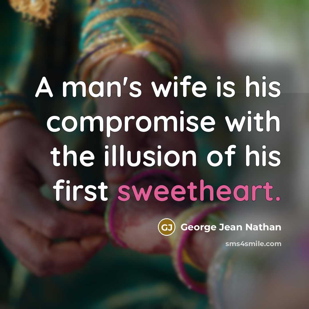 “A man's wife is his compromise with the illusion of…” quote by George Jean Nathan