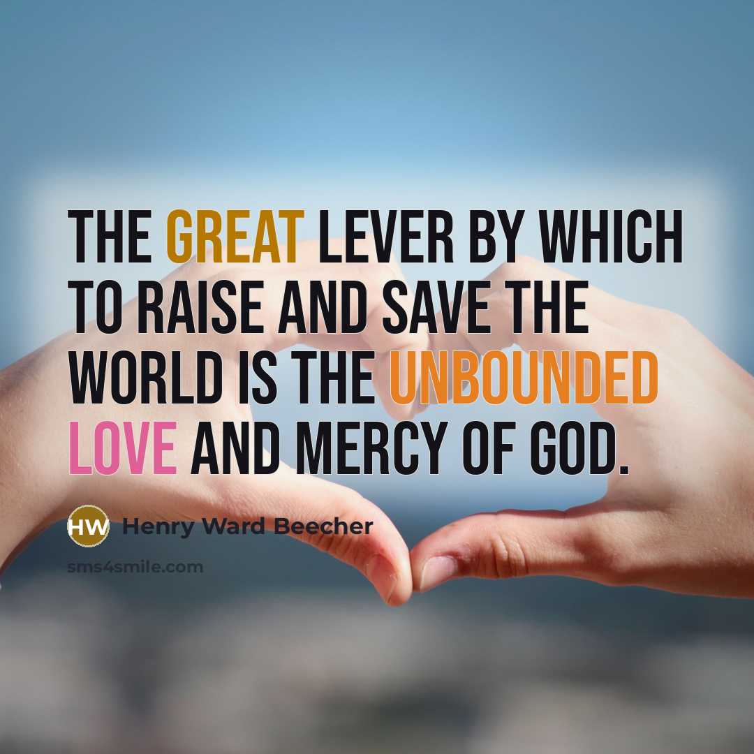 “The great lever by which to raise and save the…” quote by Henry Ward Beecher