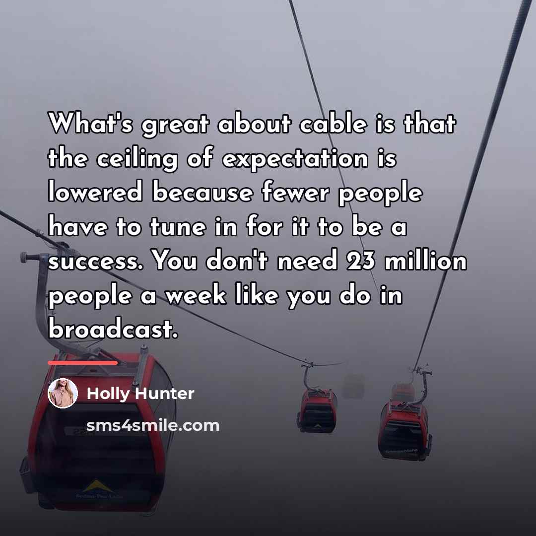 “What's great about cable is that the ceiling of expectation…” quote by Holly Hunter