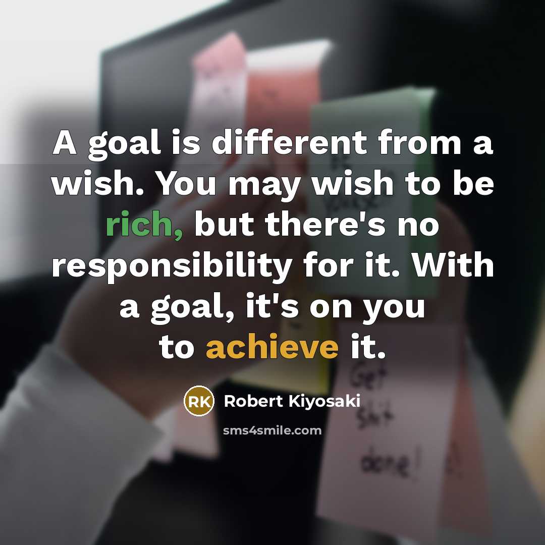 “A goal is different from a wish. You may wish…” quote by Robert Kiyosaki
