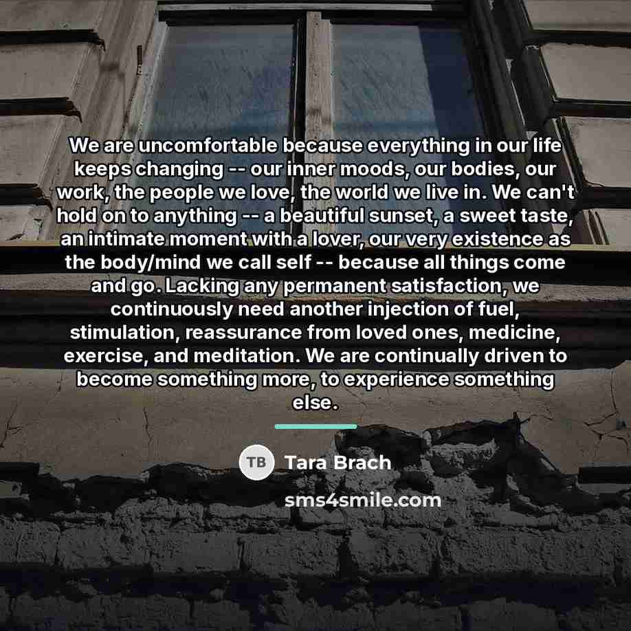 “We are uncomfortable because everything in our life keeps changing…” quote by Tara Brach