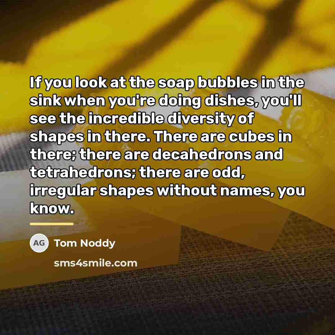 “If you look at the soap bubbles in the sink…” quote by Tom Noddy