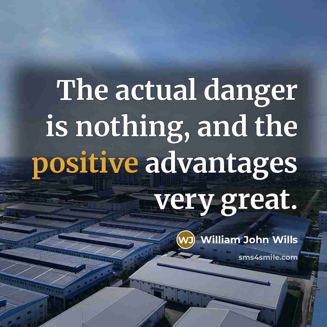 “The actual danger is nothing, and the positive advantages very…” quote by William John Wills