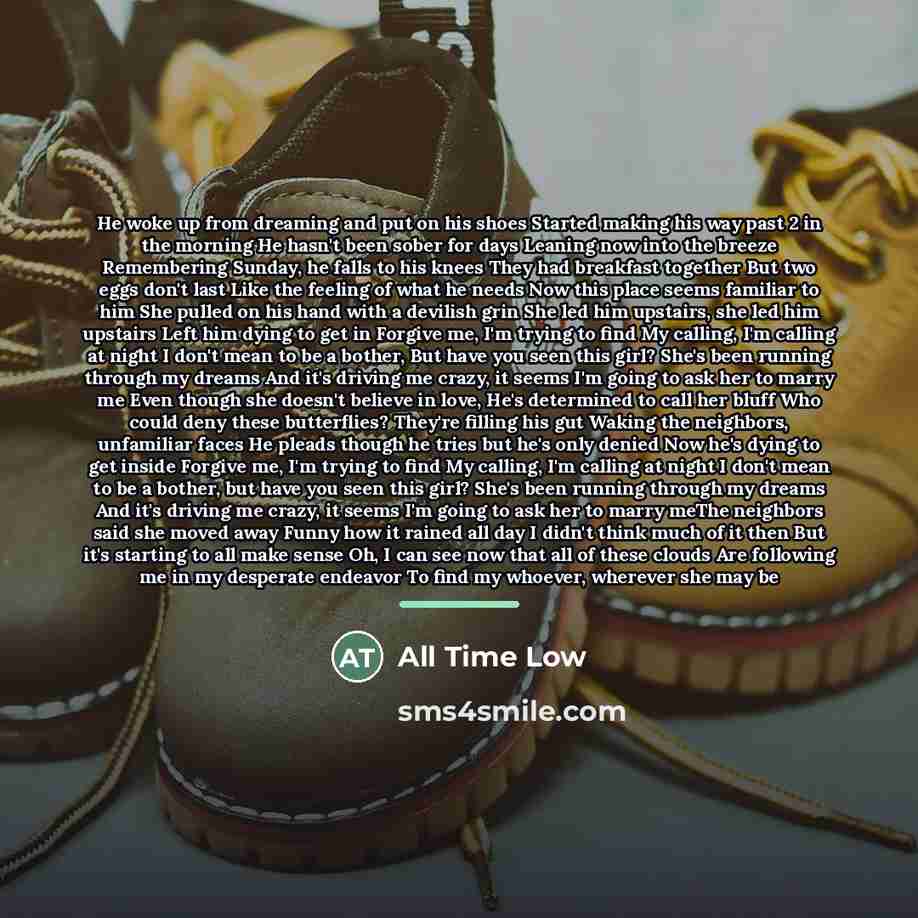 “He woke up from dreaming and put on his shoes…” quote by All Time Low