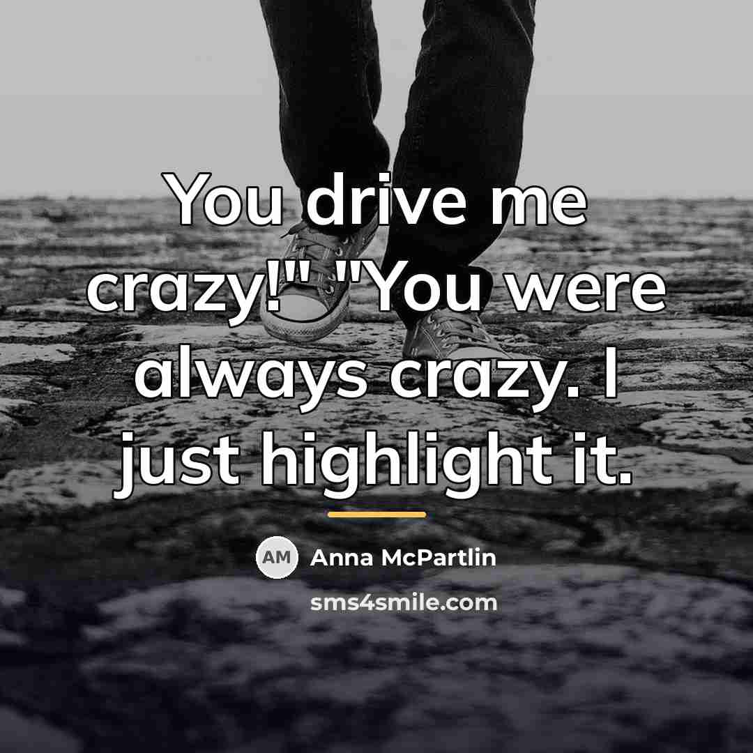 “You drive me crazy!" "You were always crazy. I just…” quote by Anna McPartlin