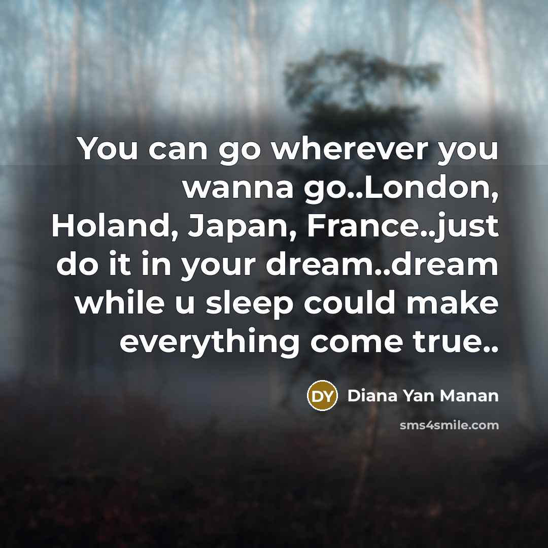“You can go wherever you wanna go..London, Holand, Japan, France..just…” quote by Diana Yan Manan