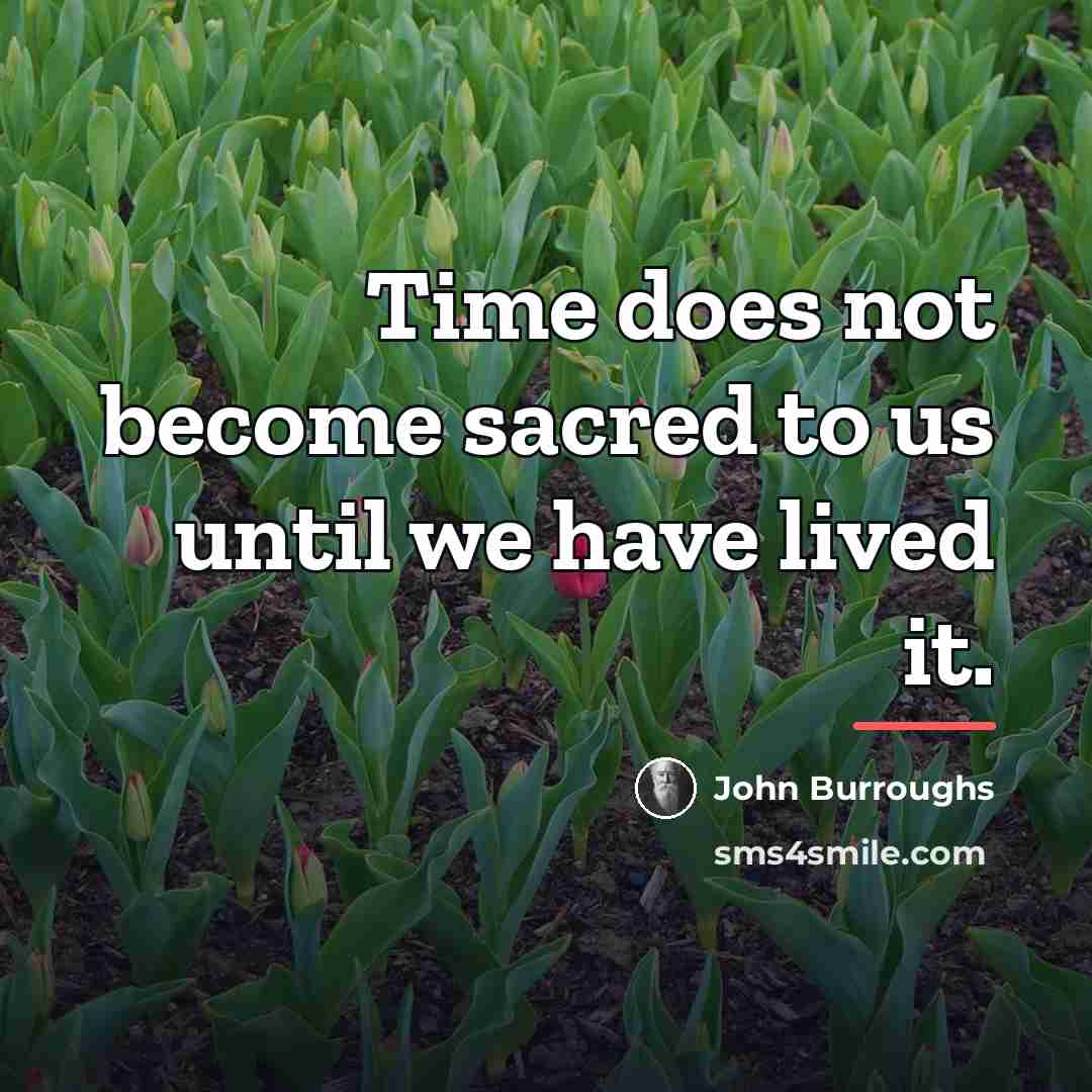 “Time does not become sacred to us until we have…” quote by John Burroughs