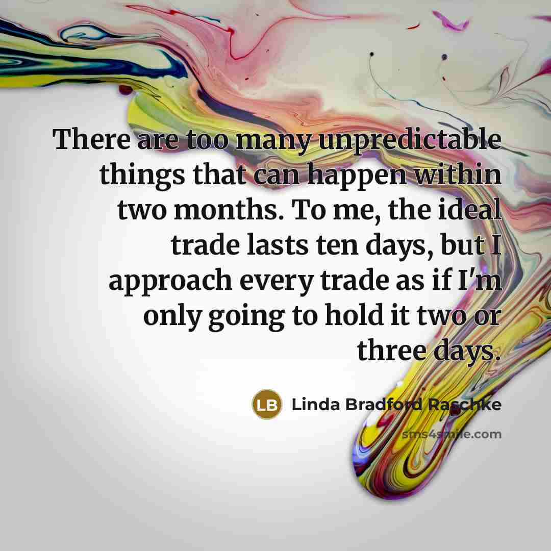 “There are too many unpredictable things that can happen within…” quote by Linda Bradford Raschke