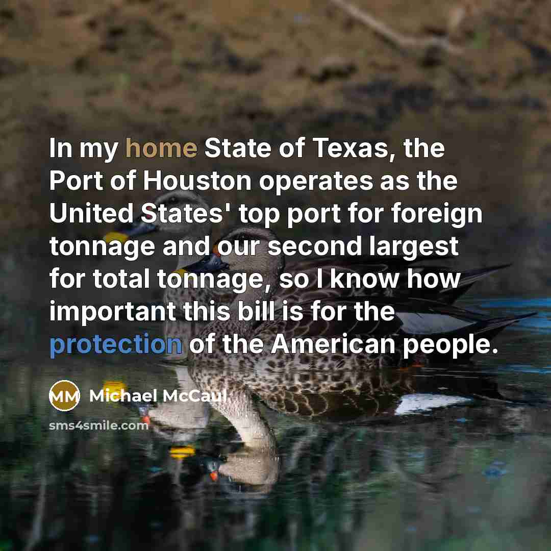 “In my home State of Texas, the Port of Houston…” quote by Michael McCaul