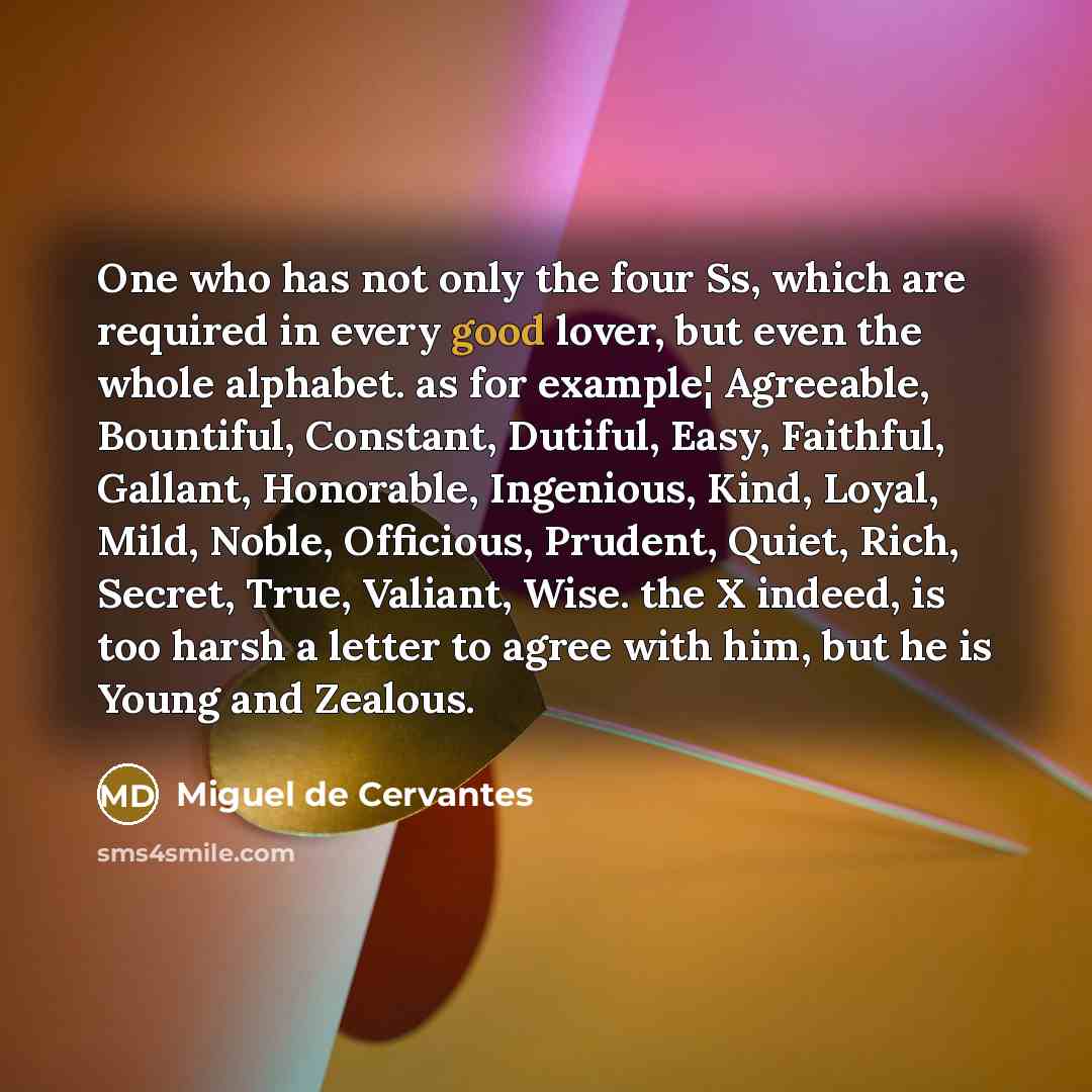 “One who has not only the four Ss, which are…” quote by Miguel De Cervantes