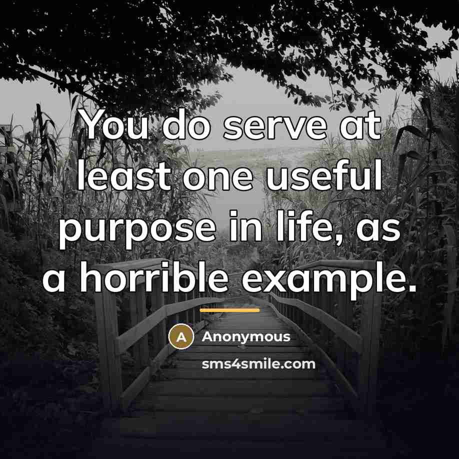 “You do serve at least one useful purpose in life,…” quote by Anonymous