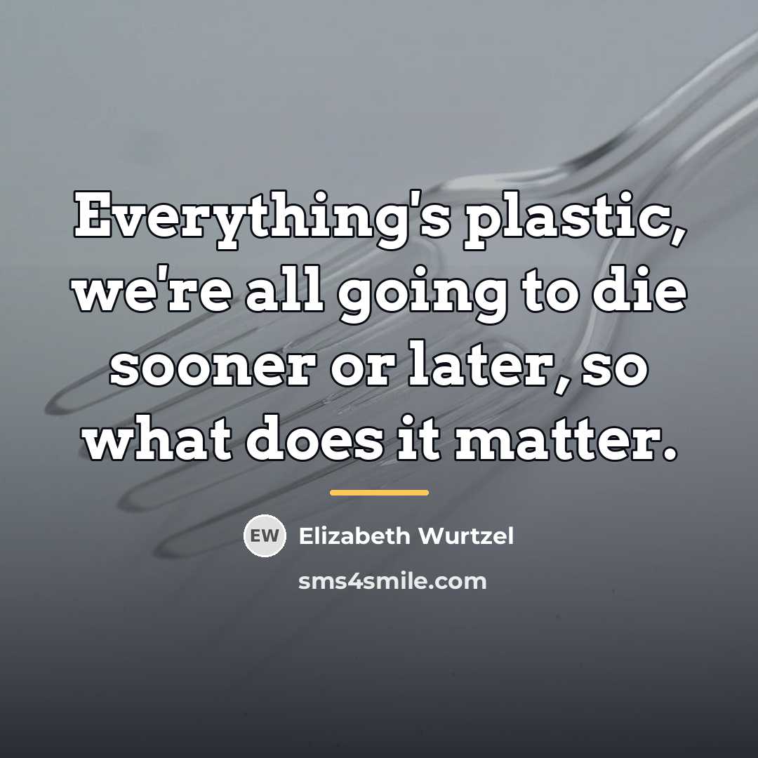 “Everything's plastic, we're all going to die sooner or later,…” quote by Elizabeth Wurtzel