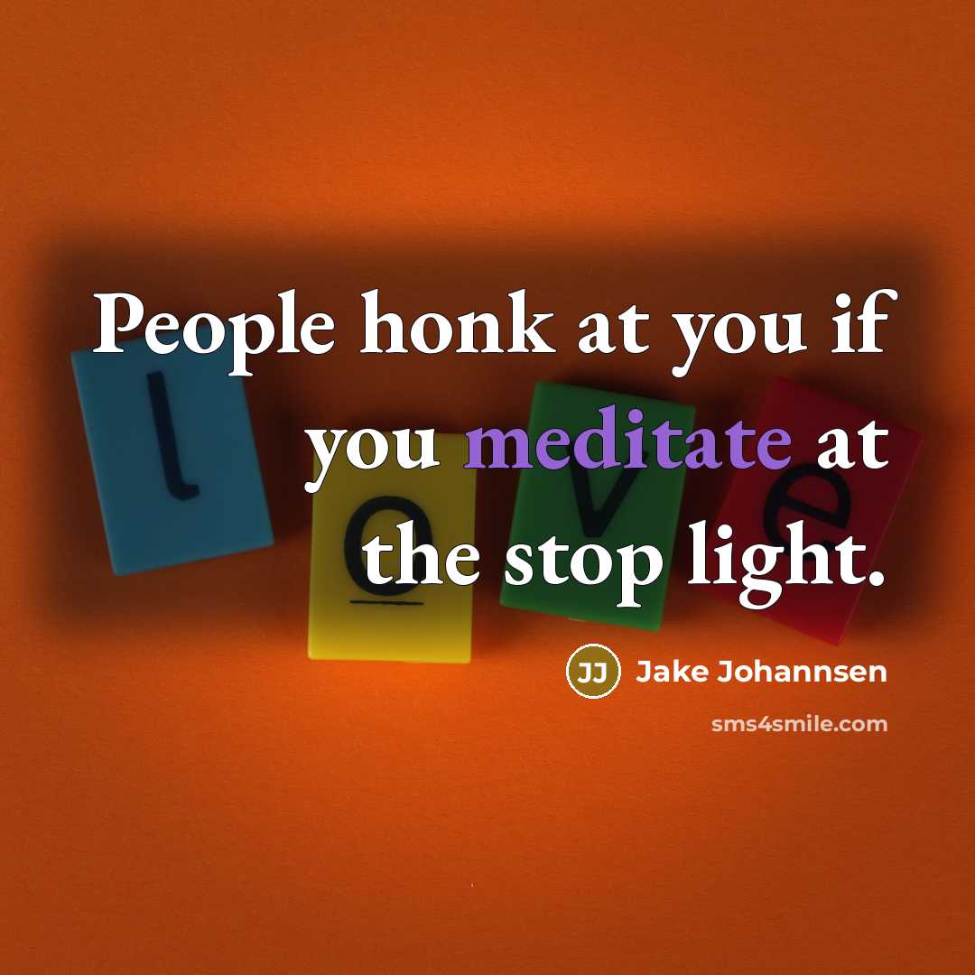 “People honk at you if you meditate at the stop…” quote by Jake Johannsen