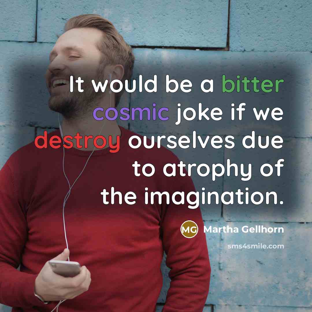 “It would be a bitter cosmic joke if we destroy…” quote by Martha Gellhorn