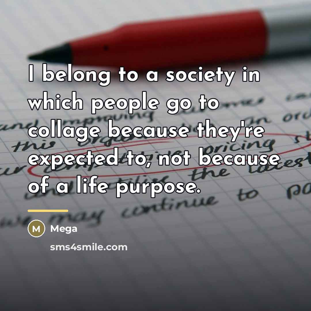 “I belong to a society in which people go to…” quote by Mega