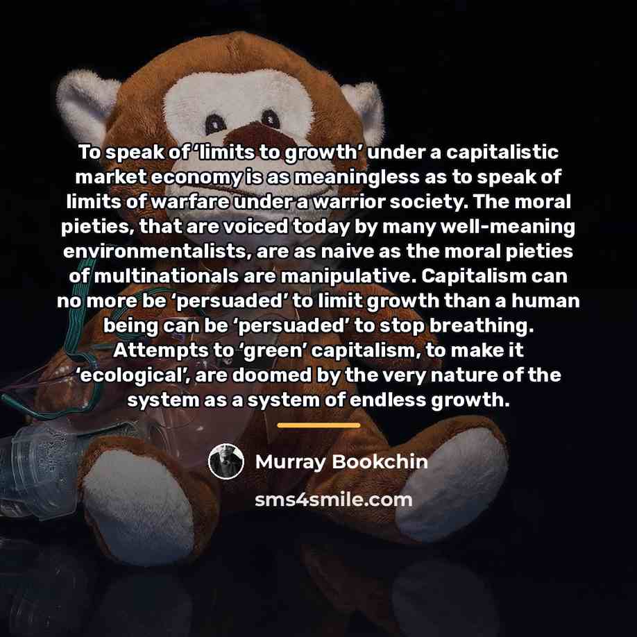 “To speak of ‘limits to growth’ under a capitalistic market…” quote by Murray Bookchin