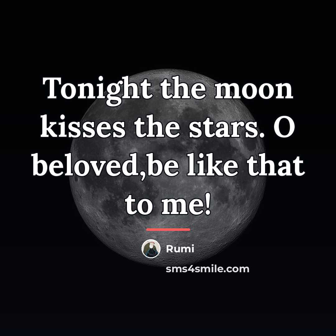 “Tonight the moon kisses the stars. O beloved,be like that…” quote by Rumi