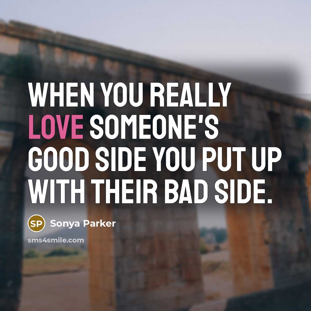 “When you really love someone's good side you put up…” quote by SONYA PARKER
